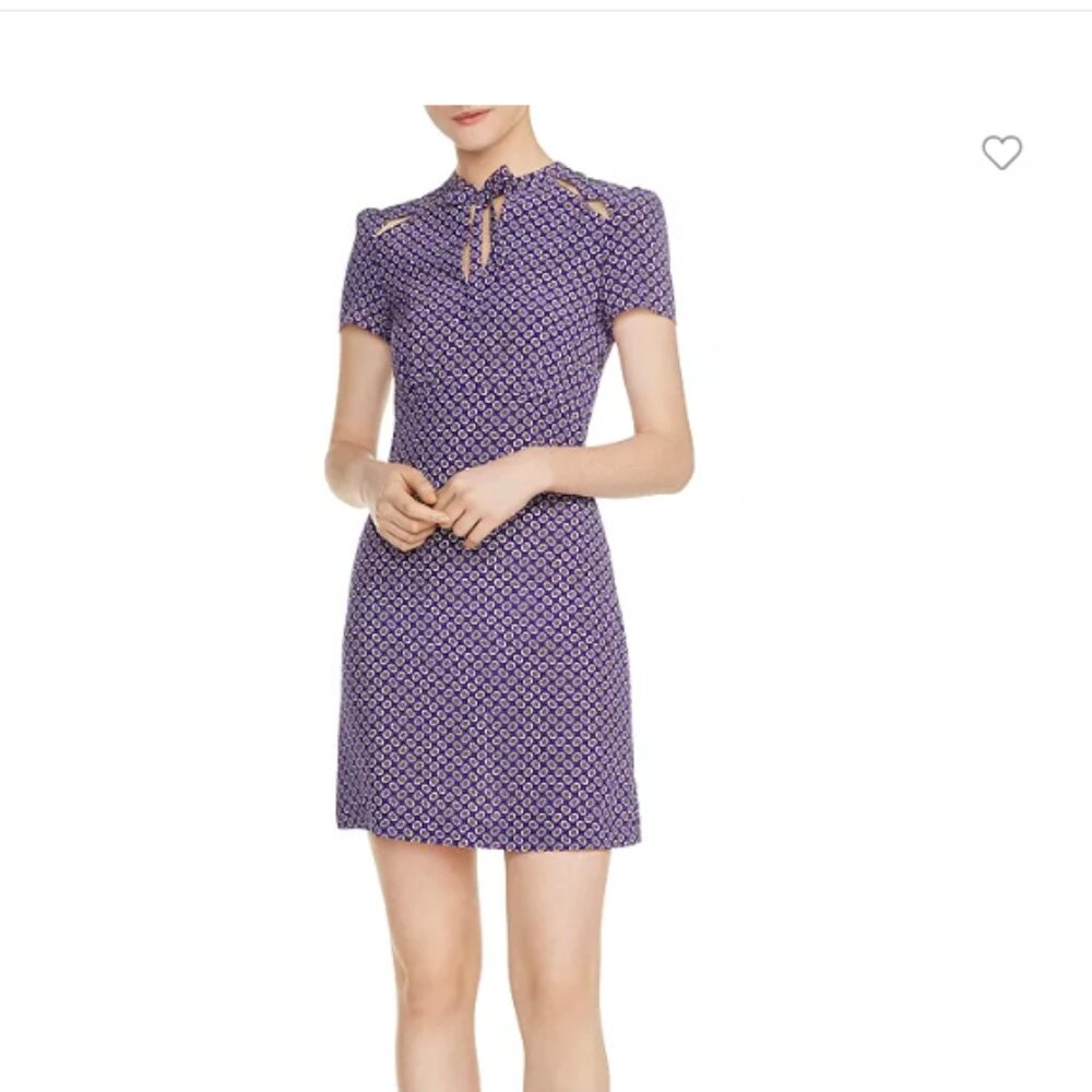 Maje Ramba Floral Print Cutout Silk Mini Dress - Picture 7 of 8